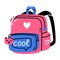 Colored Cool School Backpack with Shoulder Strap and Pocket Vector Illustration