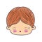 Colored crayon silhouette of kawaii head of little boy with facial expression of tired
