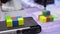 Colored cube objects robotic device operation