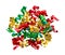 Colored curled confetti, party decoration element, fun and happy