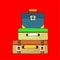 Colored cute little luggage - vector