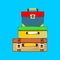Colored cute little luggage - vector