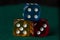 colored dice black background