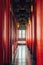 Colored dome and red columns in Nanjing Yuejianglou Tower (River Watchtower)