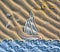 Colored drawing of sailboat on sand