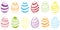 Colored Easter Eggs. Set of hand drvector illustrations of eggs with different ornament with bunny ears.