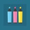 Colored engineering office marker vector illustration simple equipment school supplies subject secretarial tools pastel