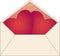 colored envelope with hearts