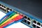 Colored Ethernet Network Cables and Switch