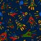 Colored ethnic hand seamless pattern