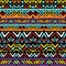 Colored ethnic mexican tribal stripes seamless pattern