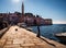 Colored facades of the old Rovinj . Croatia.