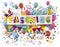 Colored Fasching Paper Banner Balloons Confetti Jesters Cap