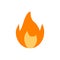 Colored fire icon isolated flame design. Burn emoji. Abstract design element