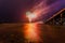 Colored fireworks display in southend seaside in united kingdom