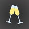 Colored flat icon, vector design. 2 glasses of champagne with bubbles