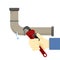 Colored flat icon, vector design. Broken pipe with leaking water
