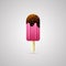 Colored flat icon, vector design with shadow. Eskimo on stick with chocolate glaze. Illustration of dessert, dairy ice cream