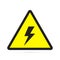 Colored flat icon, vector design with shadow. High voltage triangular warning sign