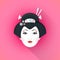 Colored flat style geisha face illustration