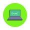 colored formula on the laptop screen in green badge icon. Element of science and laboratory for mobile concept and web apps. Detai