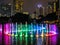 Colored fountains by night