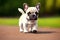 Colored French Bulldog. Cute dog, generative ai, looking into camera