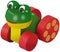 Colored frog toy on wheels