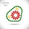 Colored gears with timing belt, icon. The concept of operation of the engine or drive chain mechanisms. Vector.