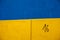 Colored and geometric concrete walls, blue, yellow and number 16. Details of concrete buildings