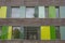 Colored glass facade