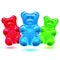 colored gummy bear on white background