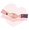 Colored hand sketch holding hands illustration drawing love shape couple