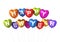 Colored happy new year heart shaped balloons