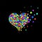 Colored heart on the black background, Valentine s day, peace and love