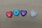 Colored heart stones for the emotional text Wow !