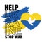 Colored help ukraine stop war template Vector