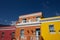 Colored houses in Bo Kapp, a district of Cape Town, South africa known for it`s houses painted in vibrant colors