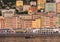 The colored houses of Camogli, small town near Genoa in northern Italy, seen from the sea