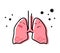 Colored icon, bacteria and viruses attack the lungs and respiratory organs. The importance of disease prevention. Isolated vector