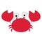 Colored icon cute baby red cancer crab in cartoon style on white