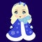 Colored icon cute girl snow maiden. Christmas Pattern