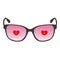 Colored icon sunglasses with pink glasses with hearts inside.