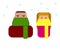 Colored icons man and woman in scarves