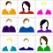 Colored icons women. Raster.