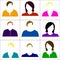 Colored icons women. Vector.