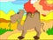 Colored illustration background of a camel