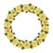 Colored illustration of a round wreath of yellow roses. Isolated vector object.
