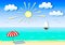 Colored illustration summer seascape. application effect