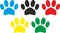 Colored Imprints of the Dog paws